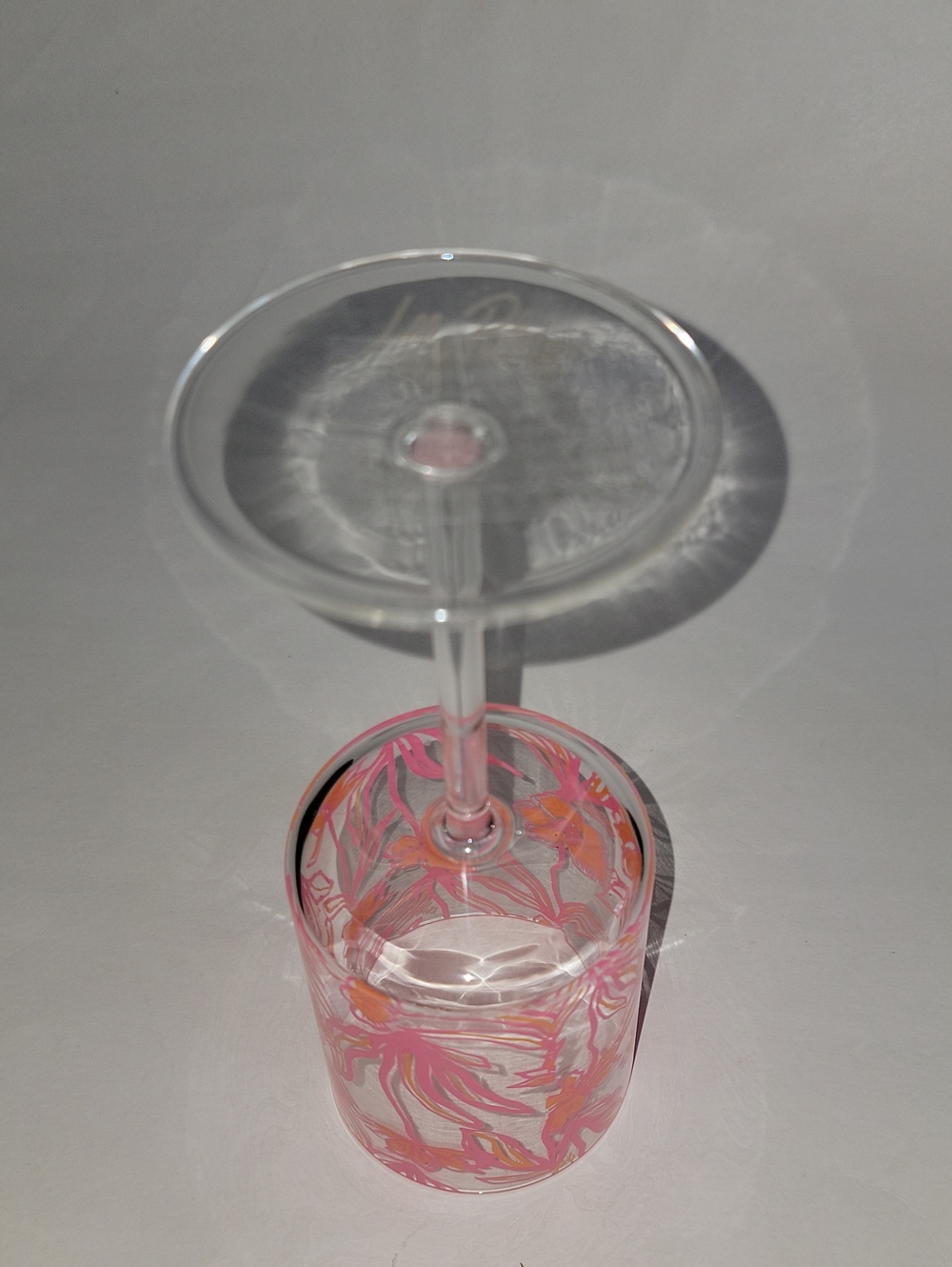 LILLY PULITZER PINK & ORANGE FLORAL ACRYLIC WINE GLASS - Picture 4 of 5